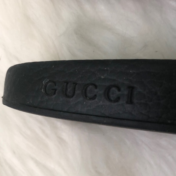 Gucci Unisex Black White Open Toe Flat Slip On Slide Sandals Authentic - Picture 4 of 10